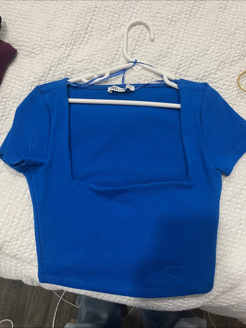 Zara Square Neck Crop Top in Royal Blue